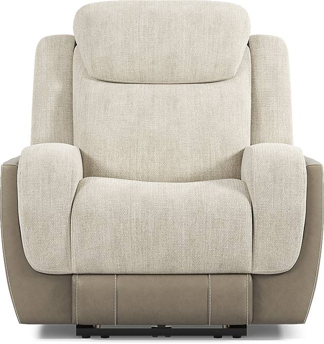 State Street Beige Dual Power Recliner - Thumbnail - Image 2