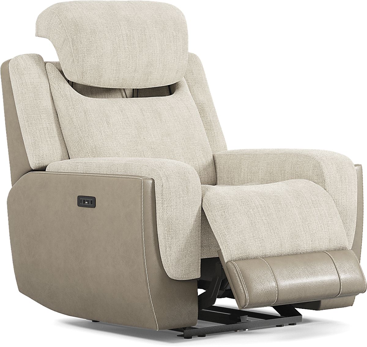 State Street Beige Chenille Fabric Dual Power Recliner Rooms to Go