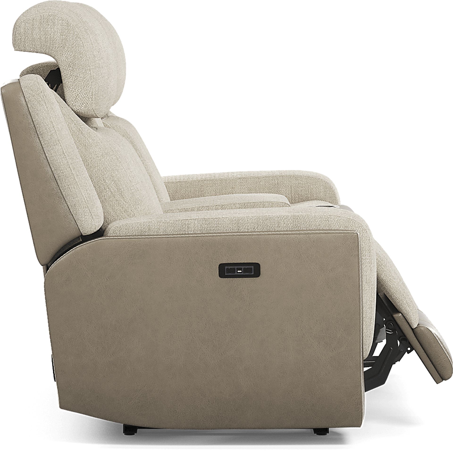 State Street Beige Dual Power Reclining Console Loveseat - Image 3
