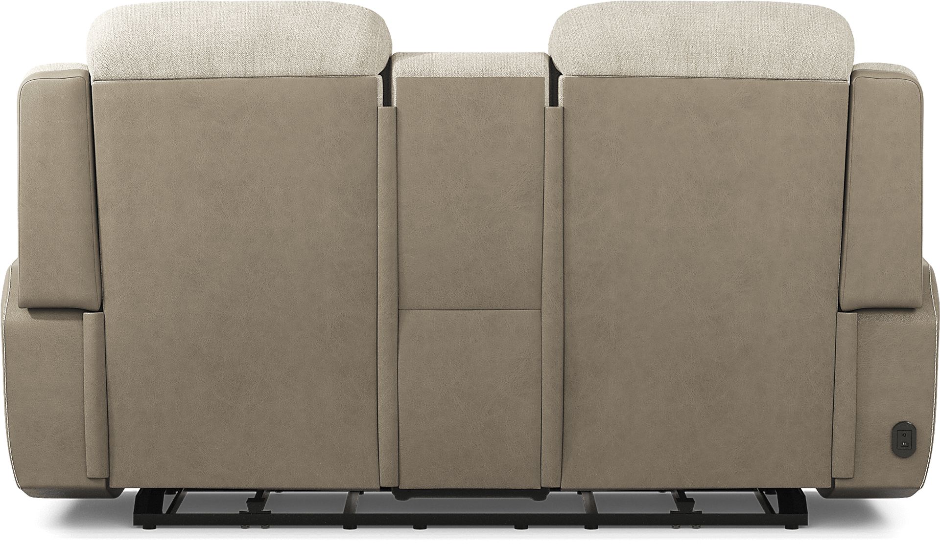 State Street Beige Dual Power Reclining Console Loveseat - Image 4