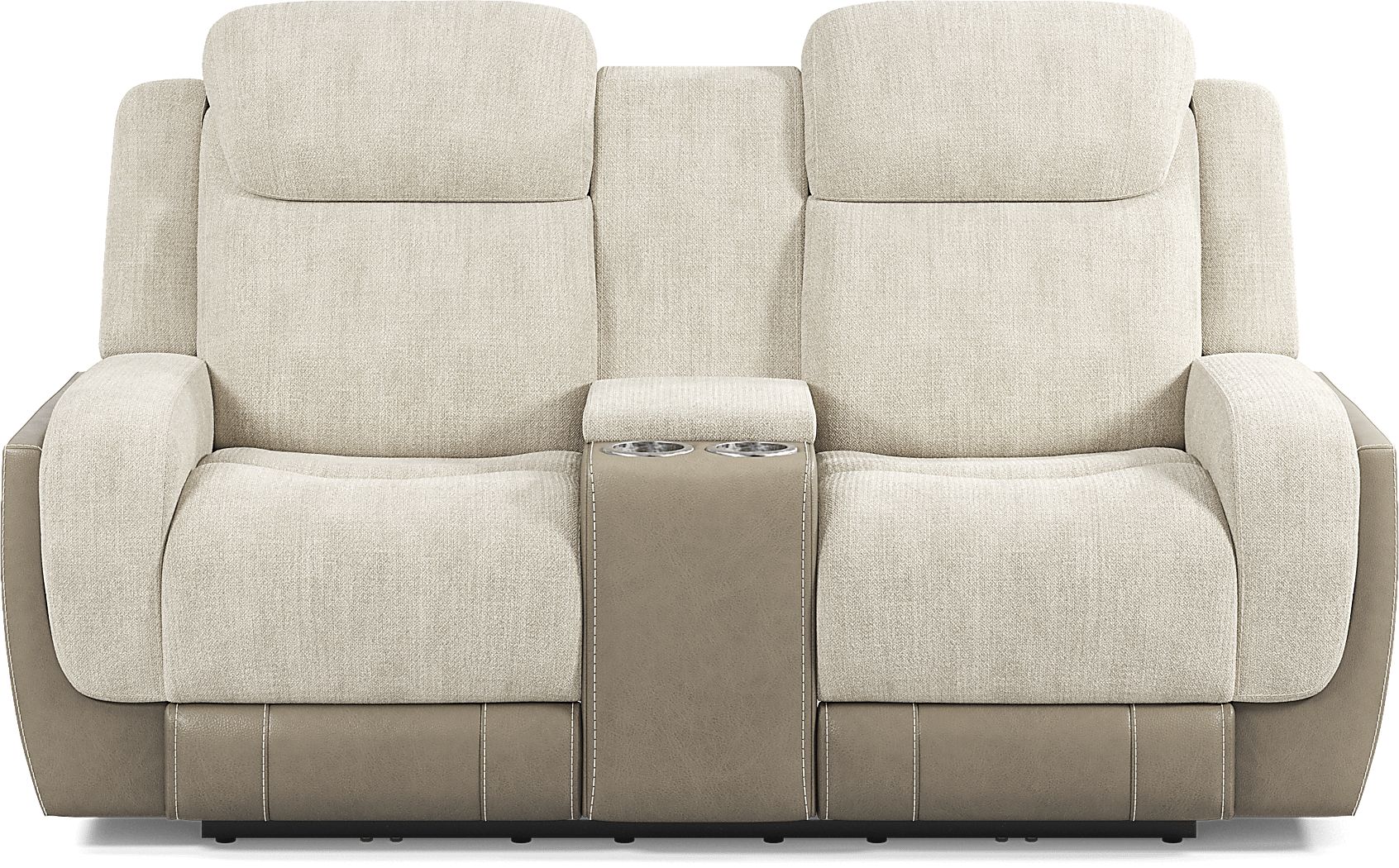 State Street Beige Dual Power Reclining Console Loveseat Rooms To Go