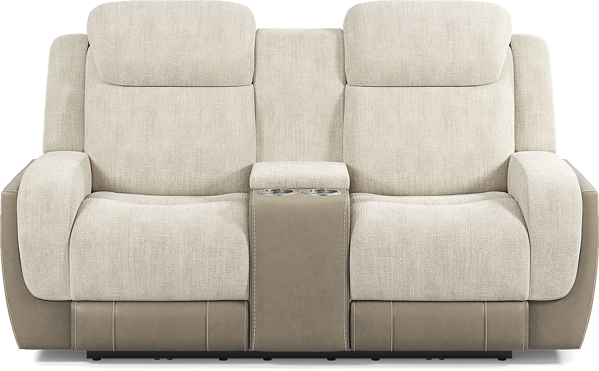 State Street Beige Dual Power Reclining Console Loveseat - Image 1