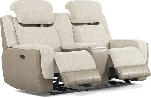 State Street Beige Dual Power Reclining Console Loveseat - Thumbnail - Image 3