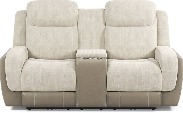 State Street Beige Dual Power Reclining Console Loveseat - Thumbnail - Image 1