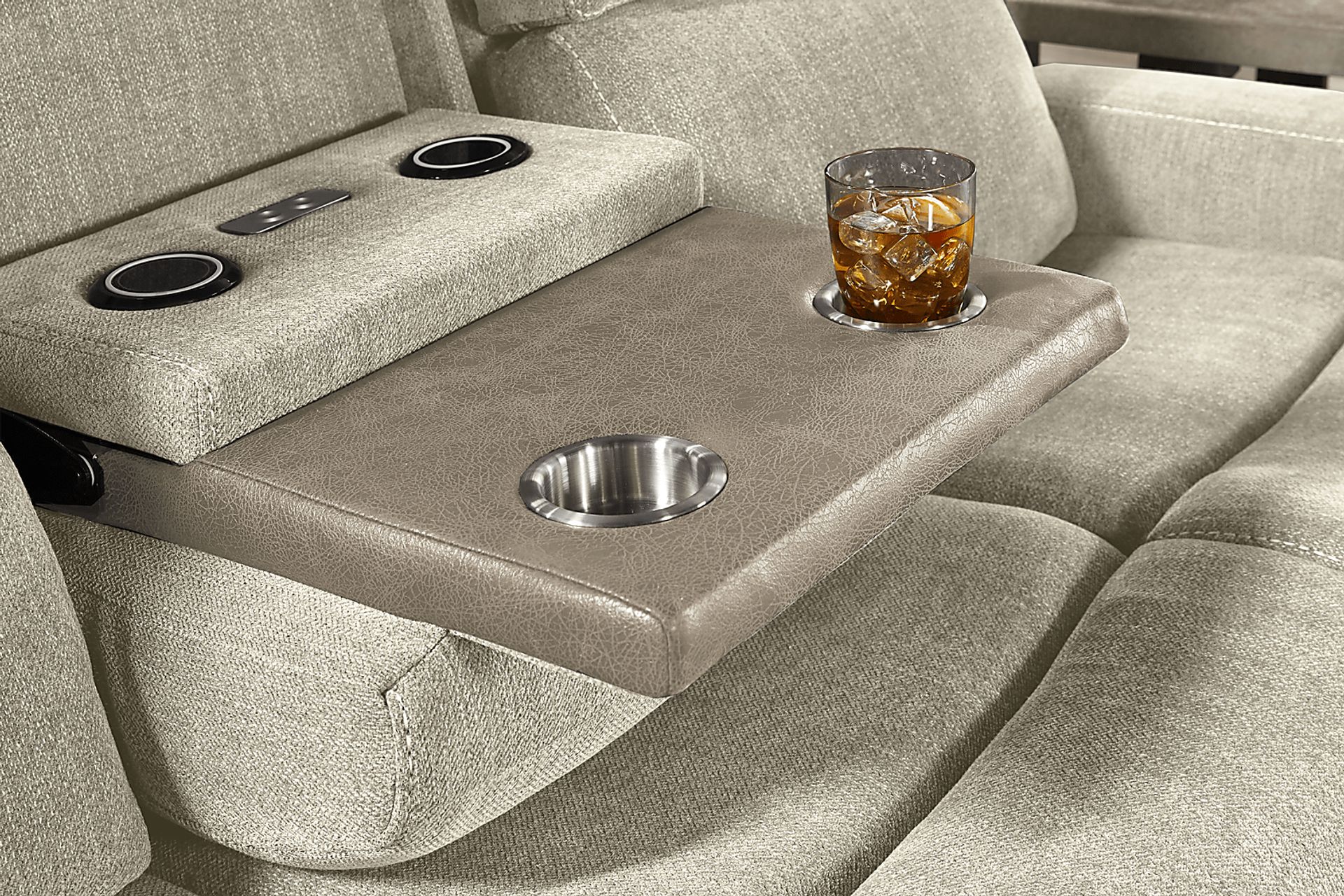 State Street Beige 7 Pc Dual Power Reclining Living Room - Image 8