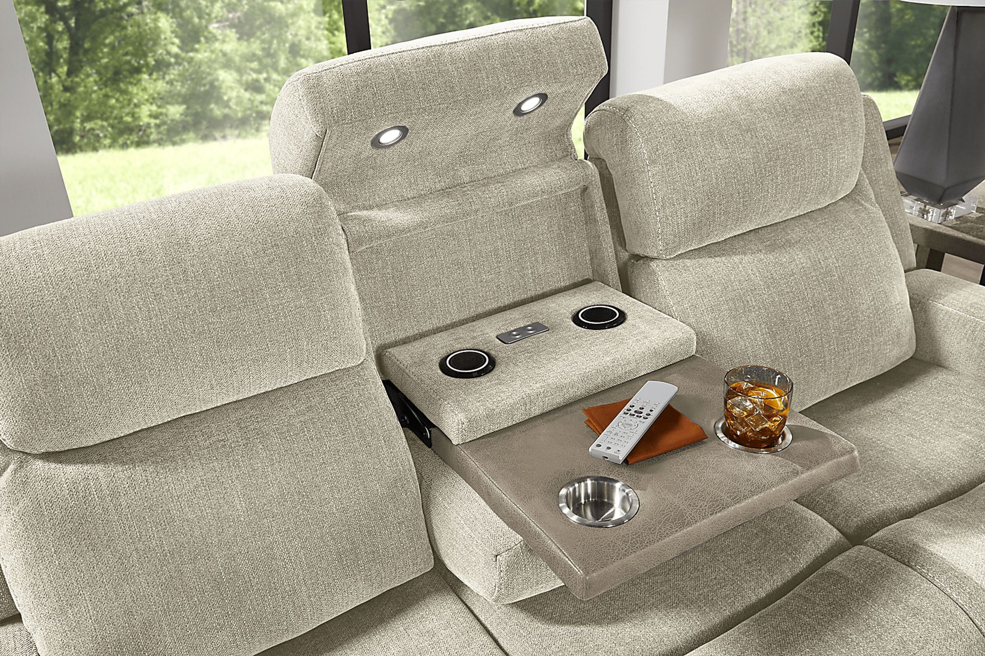 State Street Beige Dual Power Reclining Sofa - Image 7