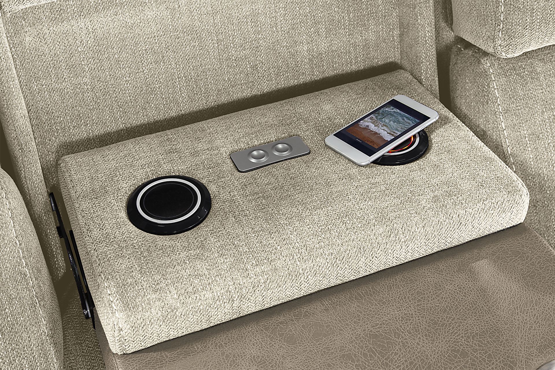 State Street Beige Dual Power Reclining Sofa - Image 6