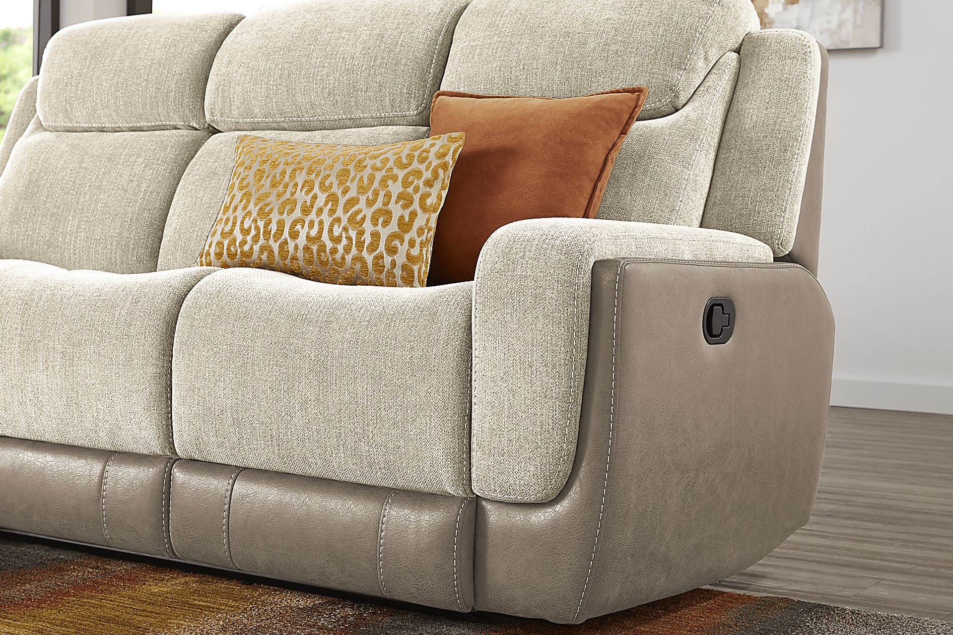 State Street Beige 5 Pc Living Room with Reclining Sofa - Image 5