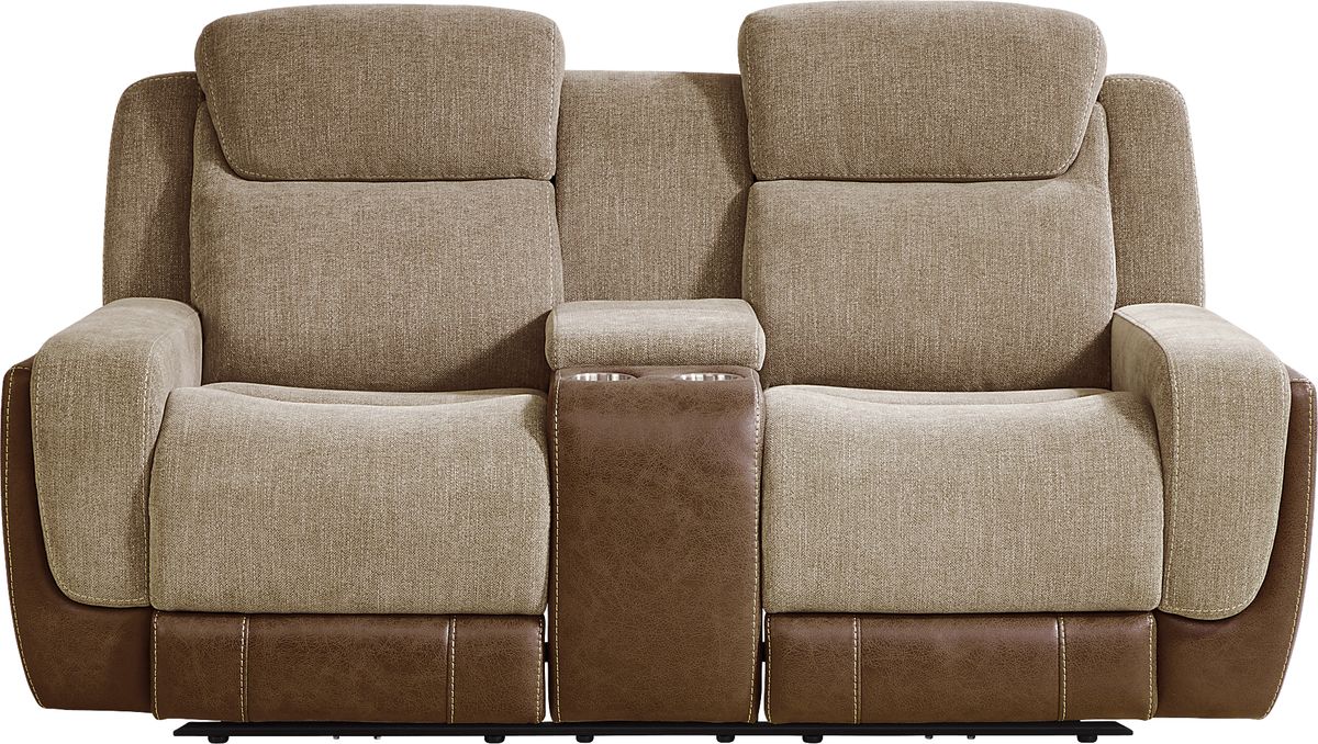 State Street Camel Brown Chenille Fabric Dual Power Reclining