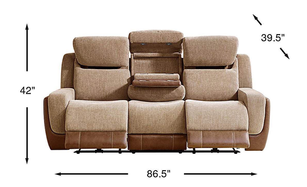 State Street Camel Dual Power Reclining Sofa Rooms To Go