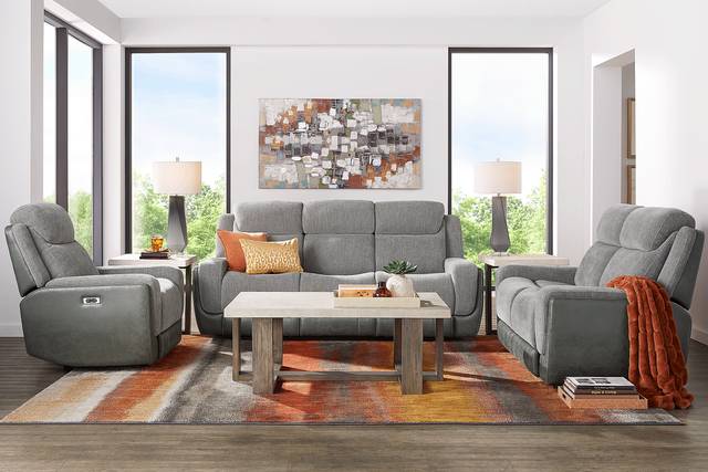 State Street Gray 2 Pc Living Room with Dual Power Reclining Sofa - Thumbnail - Image 1