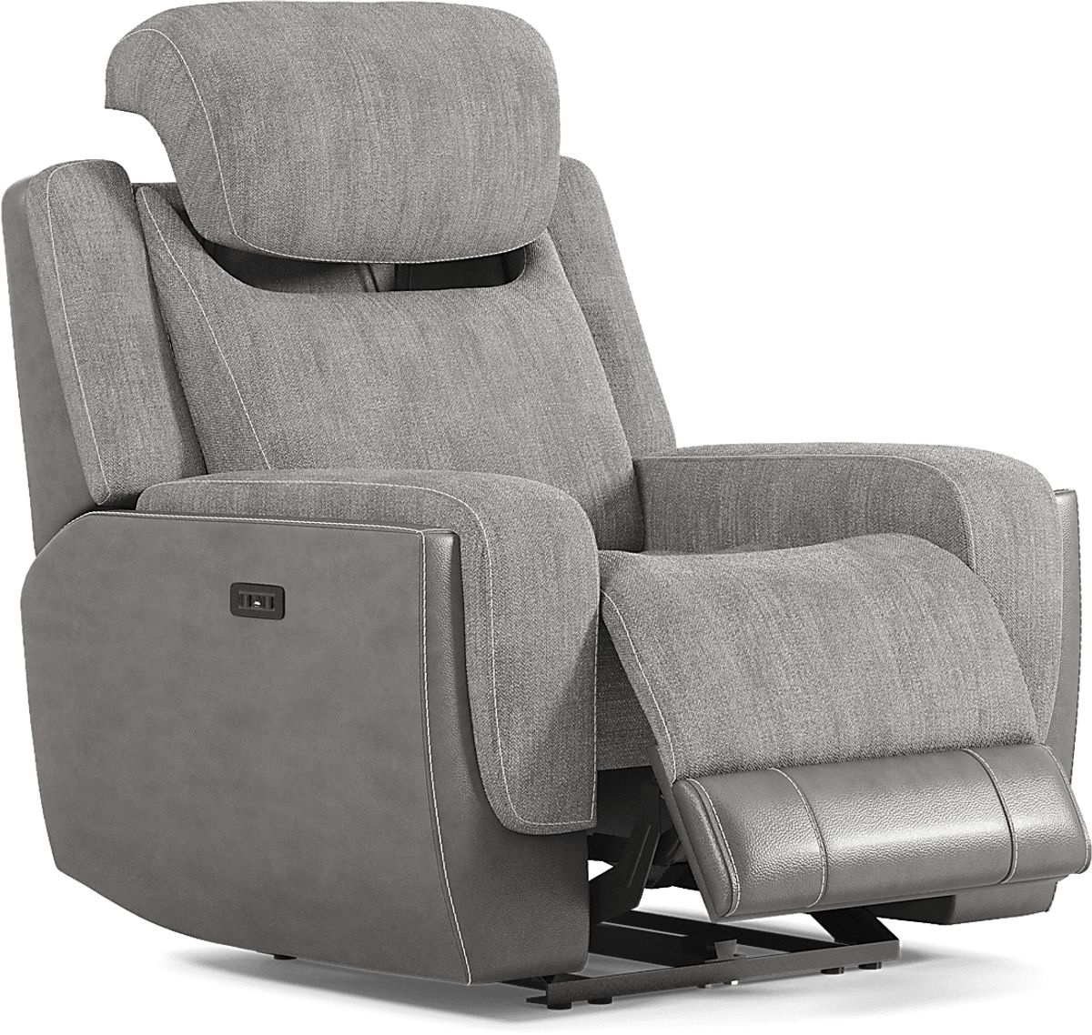 State Street Gray Chenille Fabric Dual Power Recliner Rooms to Go