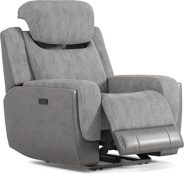 State Street Gray Dual Power Recliner - Thumbnail - Image 1