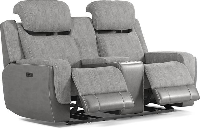 State Street Gray Dual Power Reclining Console Loveseat - Thumbnail - Image 3