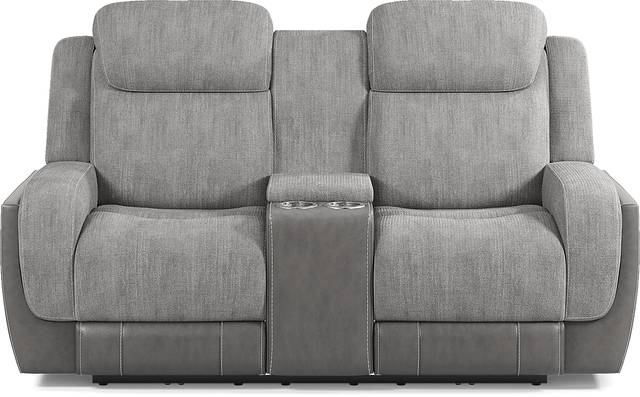 State Street Gray Dual Power Reclining Console Loveseat - Thumbnail - Image 1