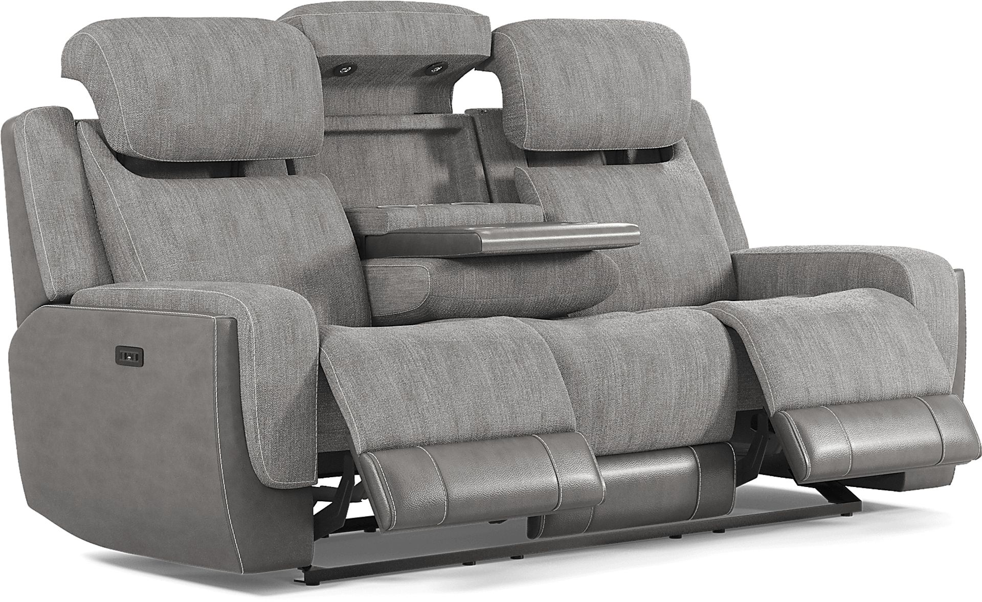 State Street Gray 2 Pc Living Room with Dual Power Reclining Sofa - Image 3