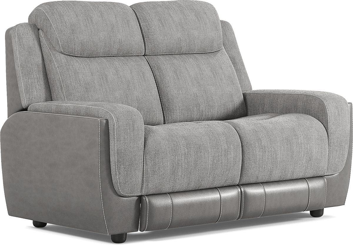 State Street 2 Pc Gray Chenille Fabric Dual Power Reclining Living Room ...