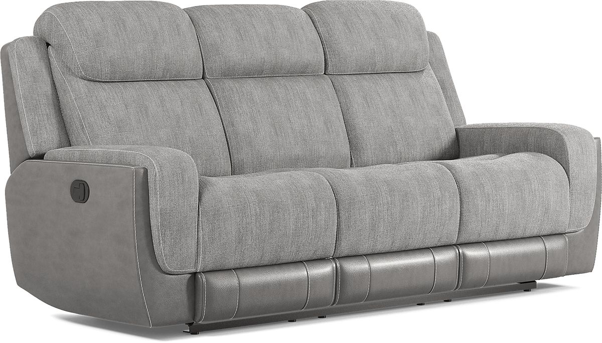 State Street 5 Pc Gray Chenille Fabric Non-Power Reclining Living Room ...