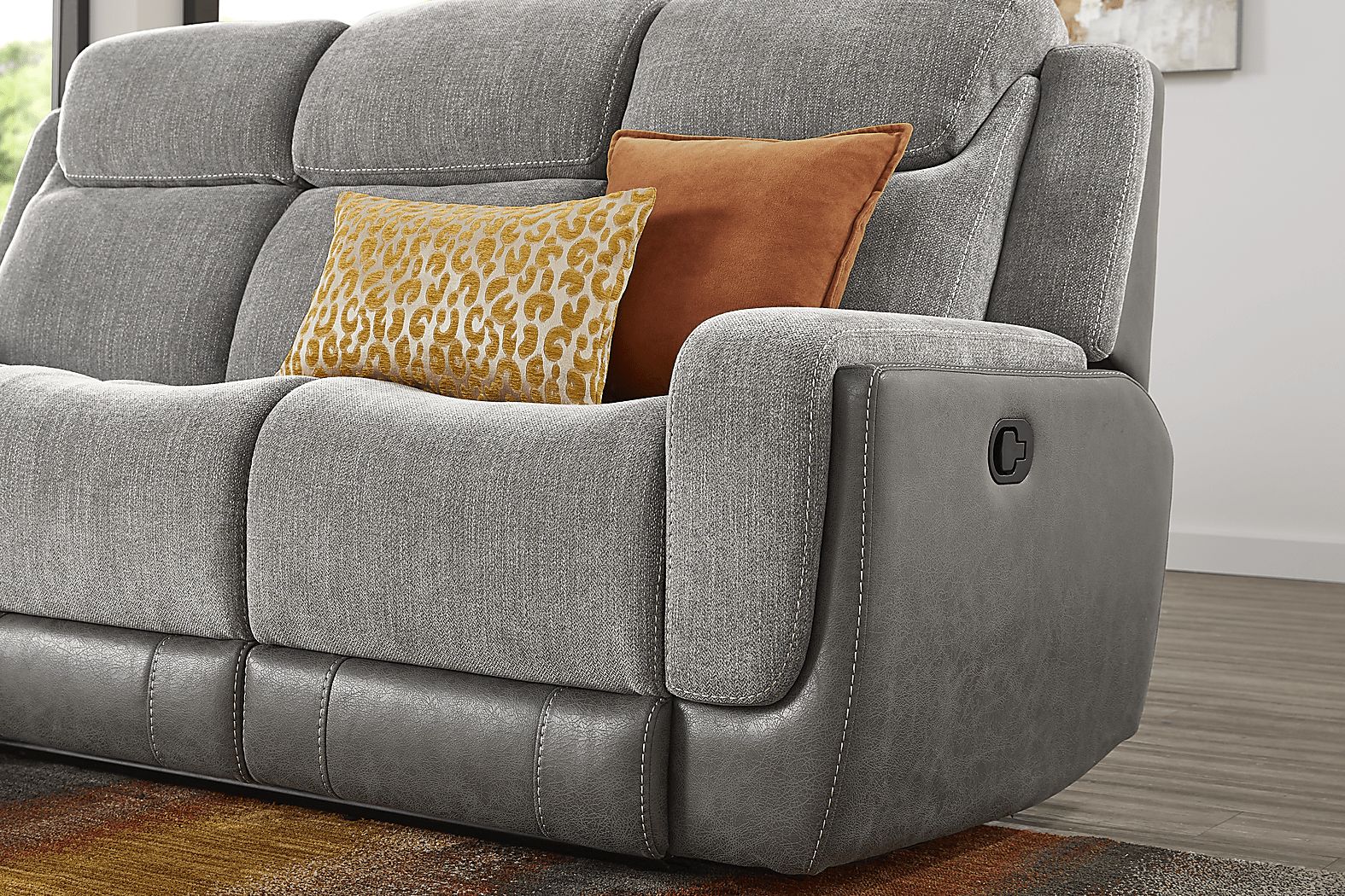 State Street Gray 7 Pc Living Room With Dual Power Reclining Sofa ...