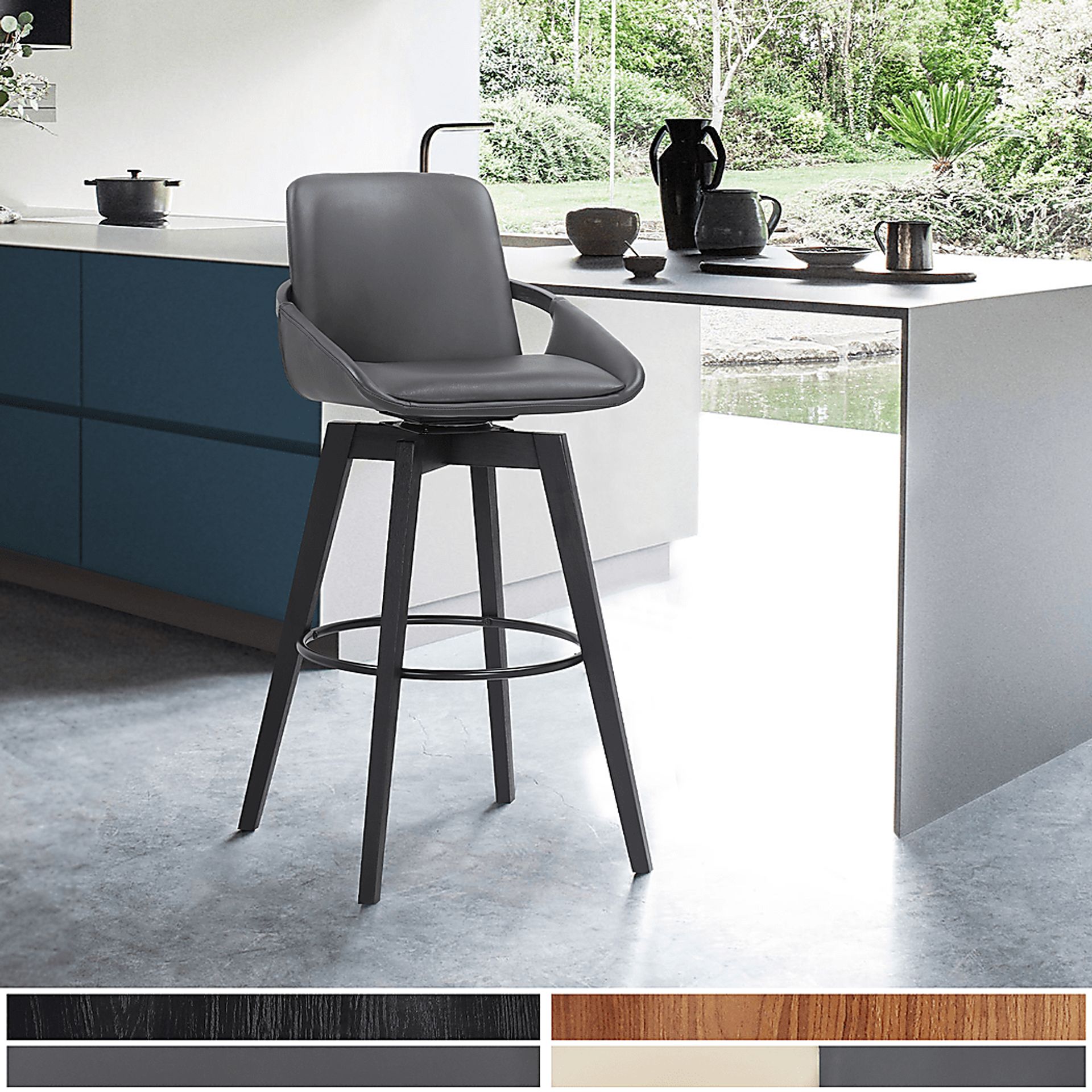 Statistreet Gray Swivel Barstool - Image 2