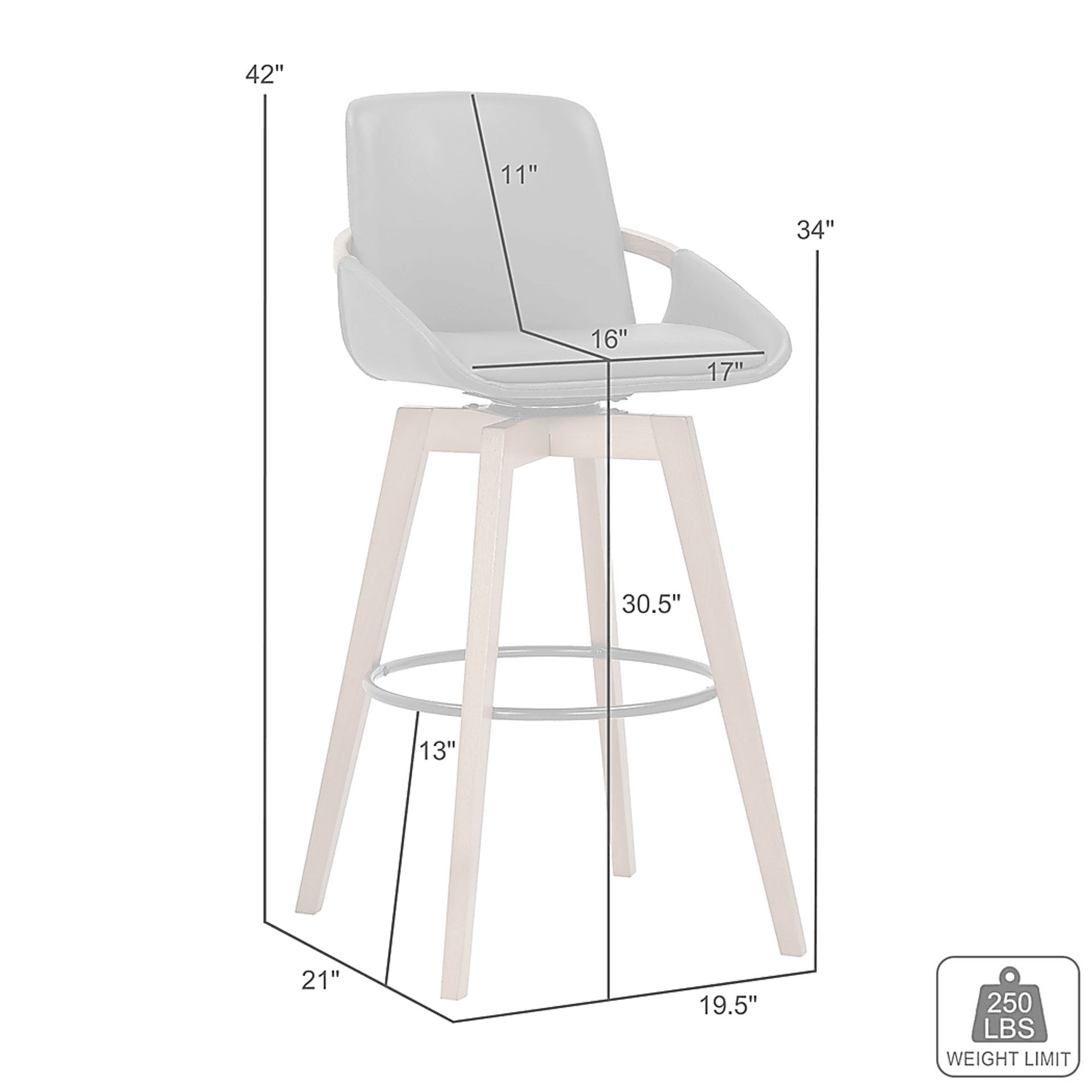 Statistreet Gray Swivel Barstool - Image 9