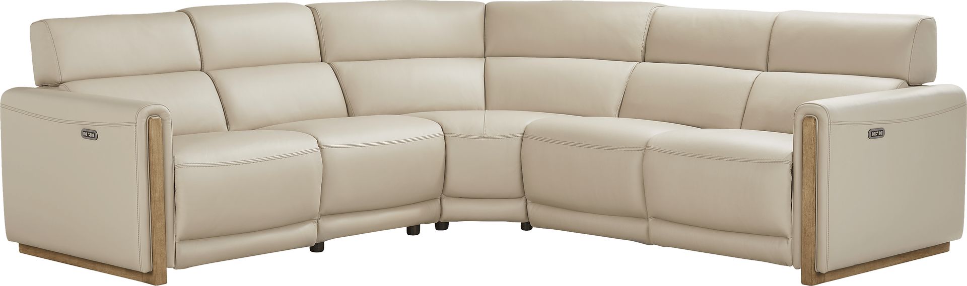 Stefano Almond Leather 5 Pc Dual Power Reclining Sectional - Image 3