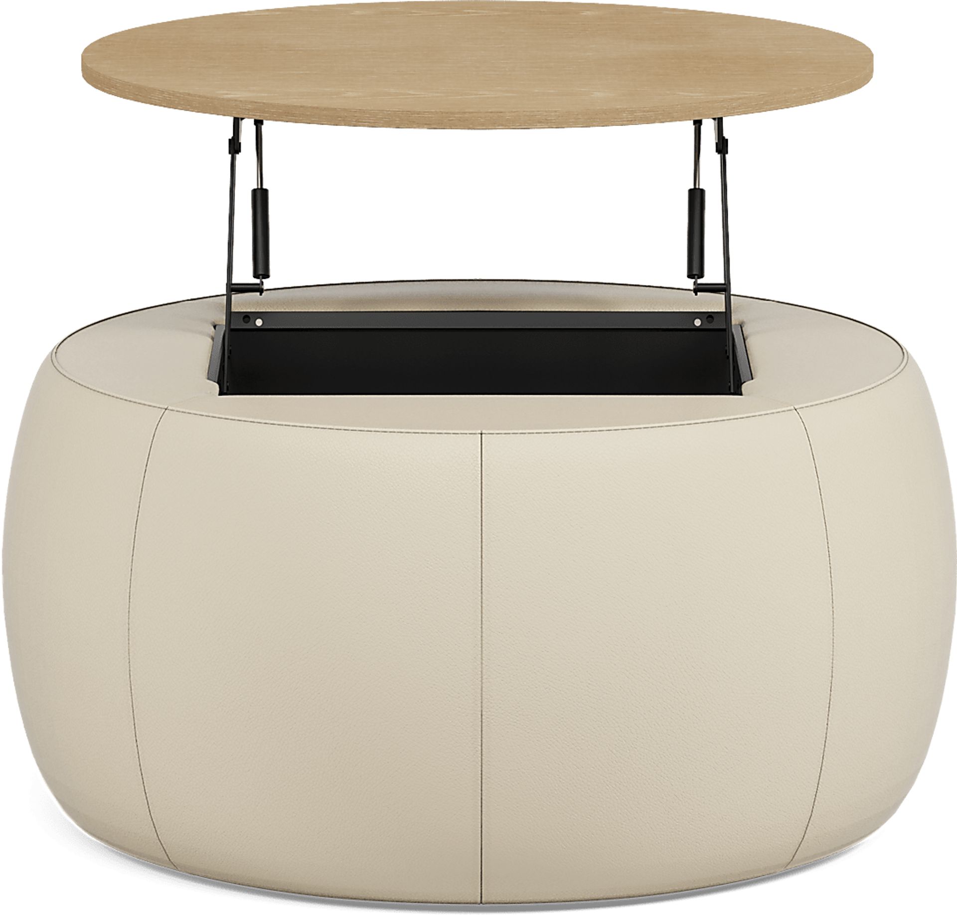 Stefano Taupe Leather Storage Ottoman - Image 2