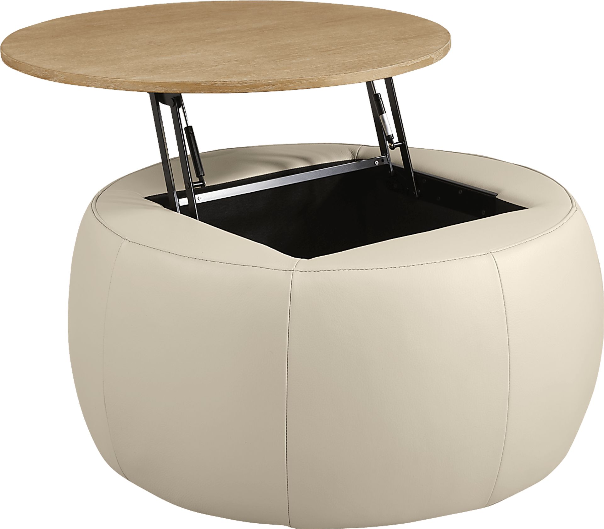 Stefano Taupe Leather Storage Ottoman - Image 2