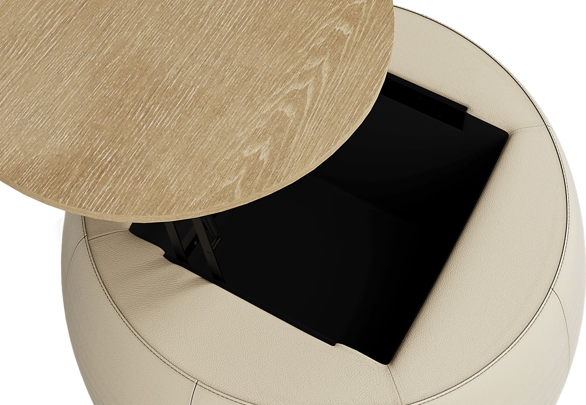 Stefano Taupe Leather Storage Ottoman - Image 3
