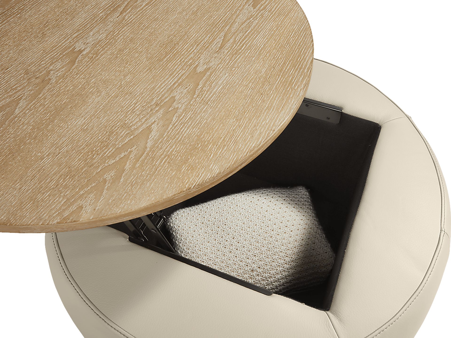 Stefano Taupe Leather Storage Ottoman - Image 3