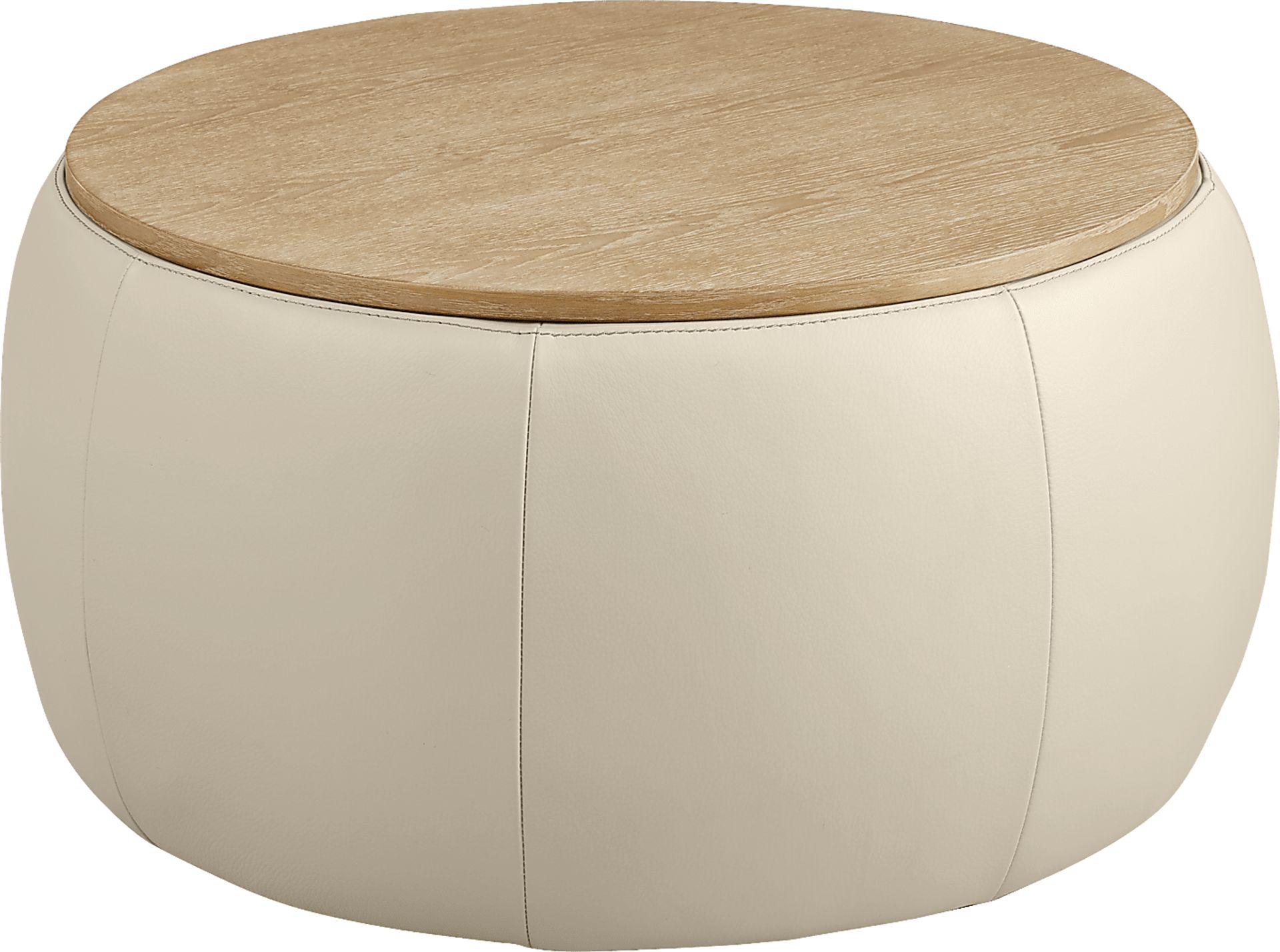 Stefano Taupe Leather Storage Ottoman - Image 1