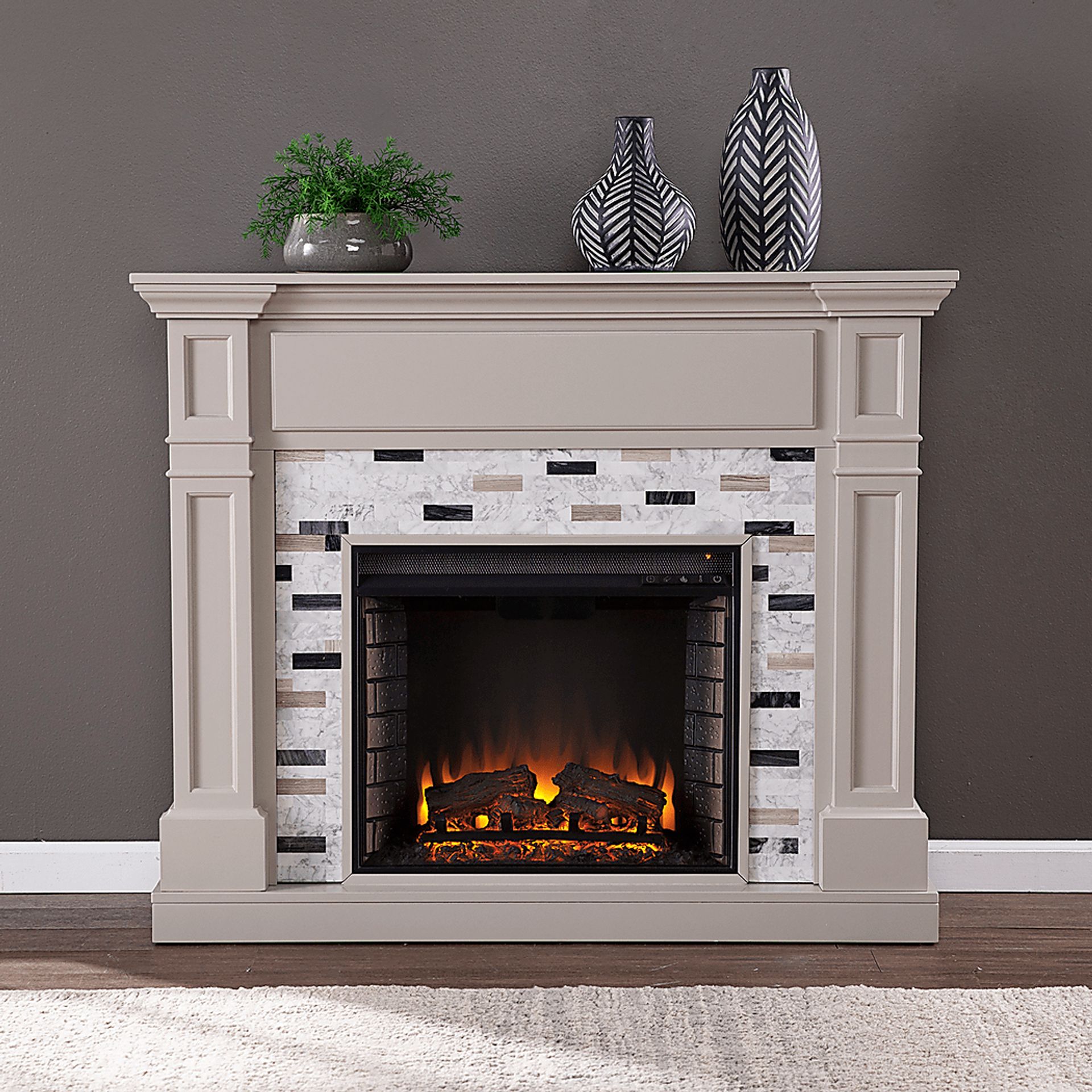 Stembridge II Gray 48 in. Console With Electric Log Fireplace - Image 5