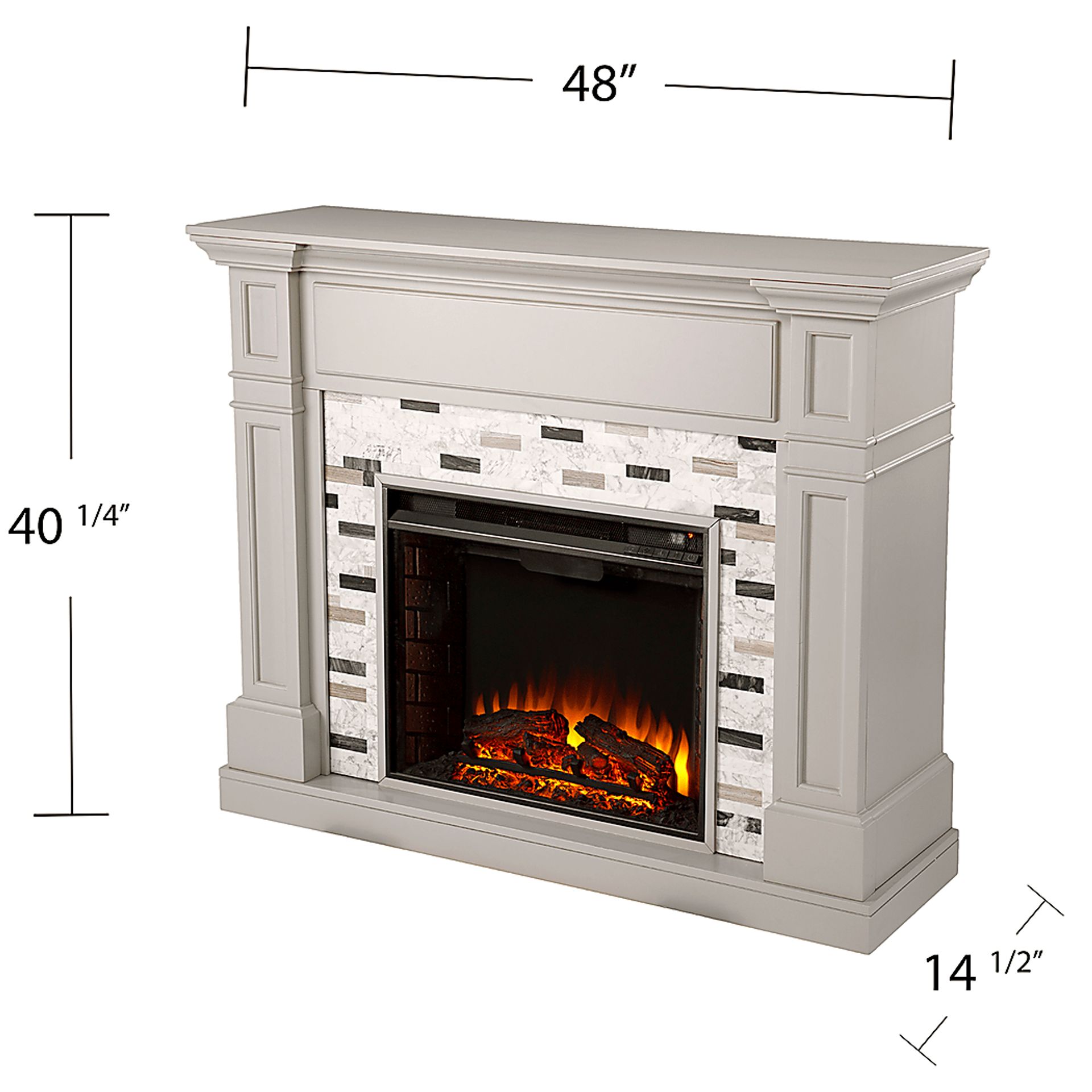 Stembridge II Gray 48 in. Console With Electric Log Fireplace - Image 6