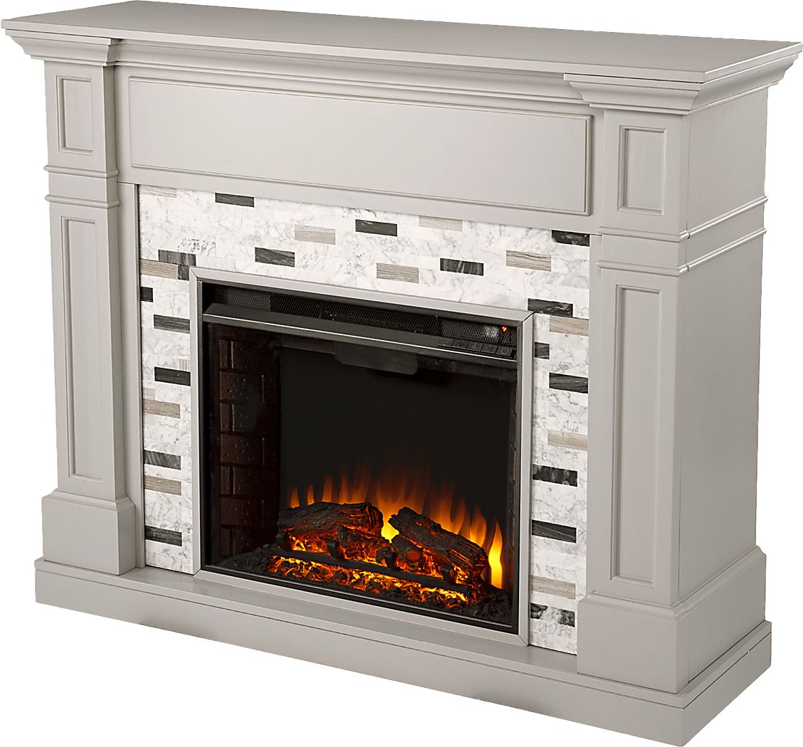 Stembridge II Gray 48 in. Console With Electric Log Fireplace