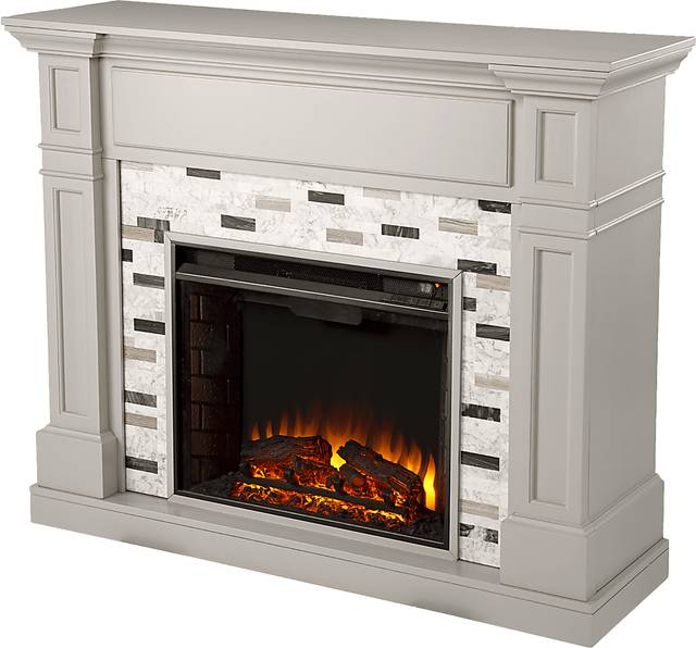 Stembridge II Gray 48 in. Console With Electric Log Fireplace - Thumbnail - Image 1