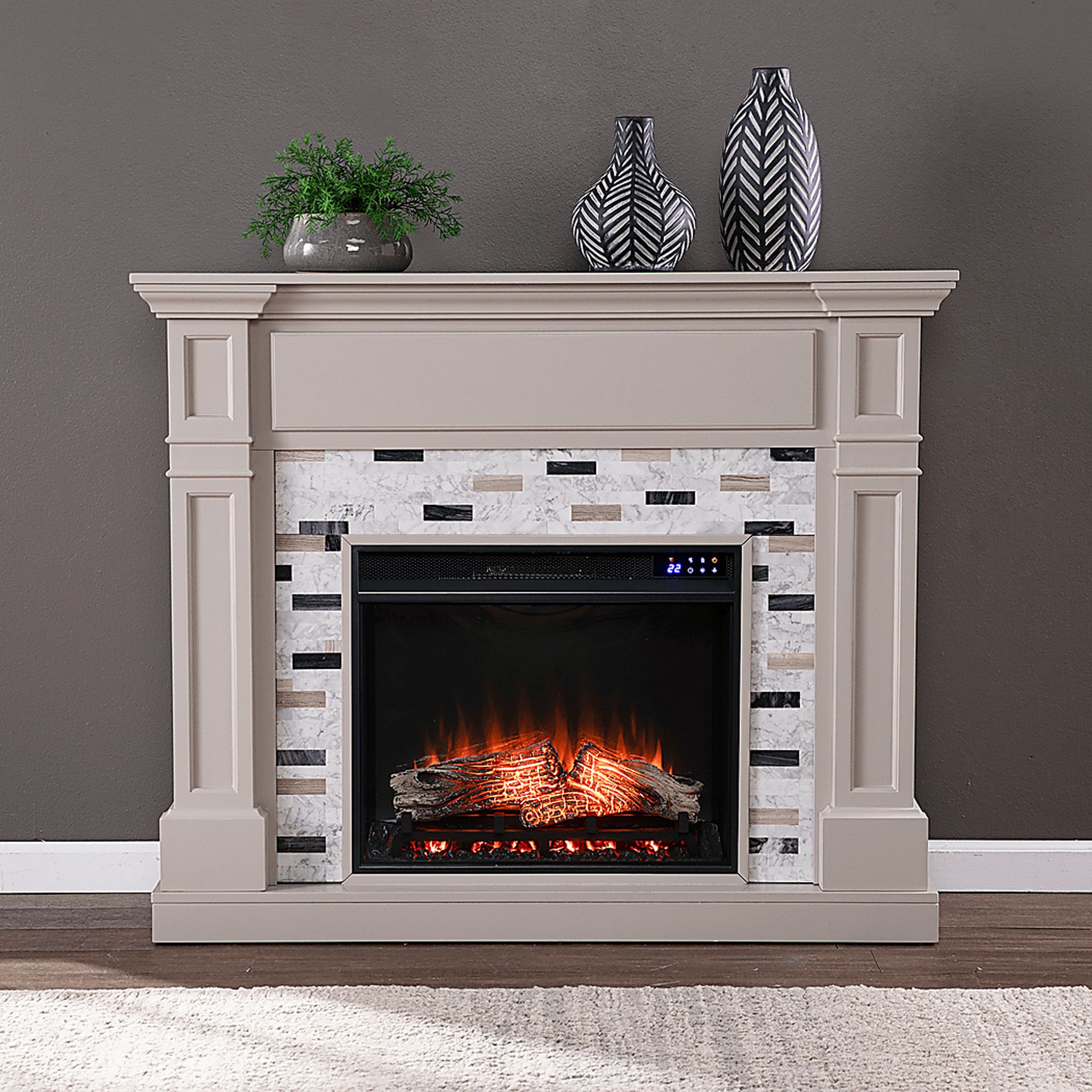 Stembridge IV Gray 48 in. Console With Touch Panel Electric Fireplace - Image 5