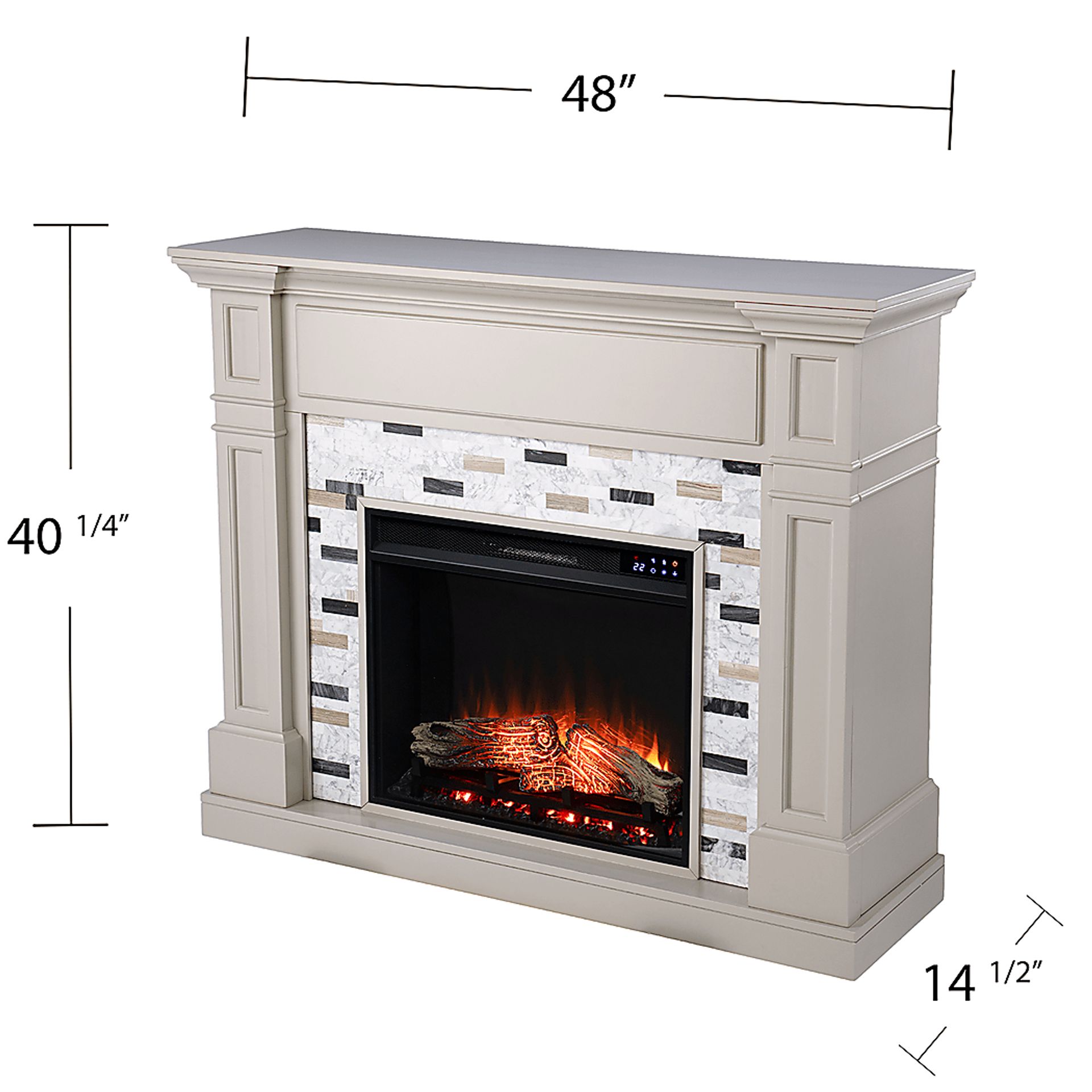 Stembridge IV Gray 48 in. Console With Touch Panel Electric Fireplace - Image 6