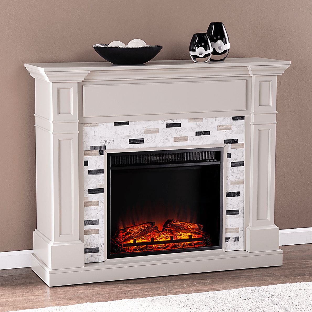 Stembridge V Gray 48 in. Console with Electric Fireplace - Rooms To Go