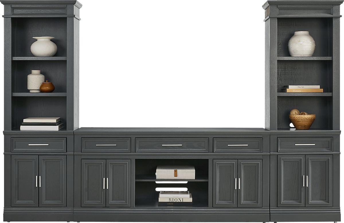 Stephenson Dark Gray 3 Pc Wall Unit With 70 in. Console | Rooms to Go