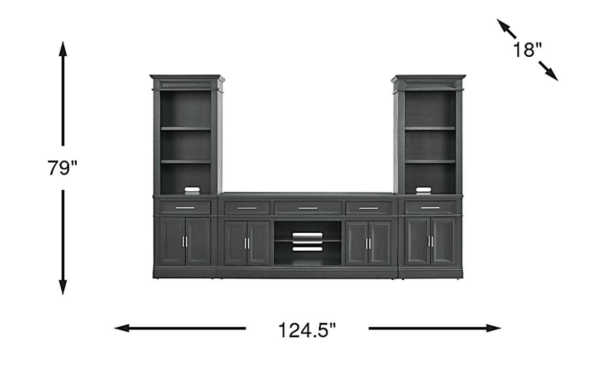 Stephenson Dark Gray 3 Pc Wall Unit With 70 in. Console | Rooms to Go