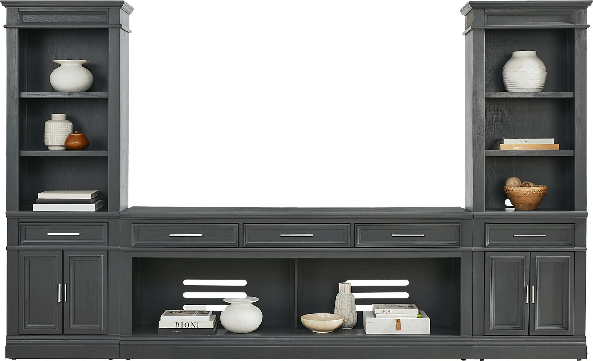 Stephenson Dark Gray 3 Pc Wall Unit with 78" Console - Image 2