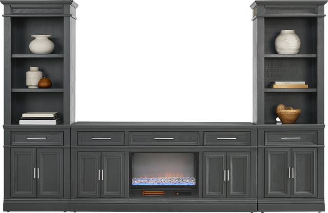 Stephenson Dark Gray 4 Pc Wall Unit with 70" Console and Electric Fireplace - Thumbnail - Image 2
