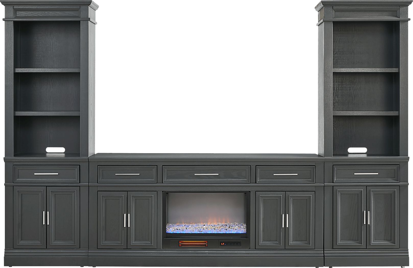 Stephenson Dark Gray 4 Pc Wall Unit with 70 in. Console and Electric Fireplace