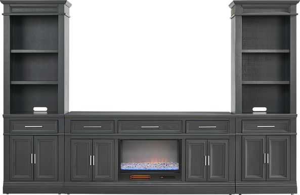 Stephenson Dark Gray 4 Pc Wall Unit with 70 in. Console and Electric Fireplace