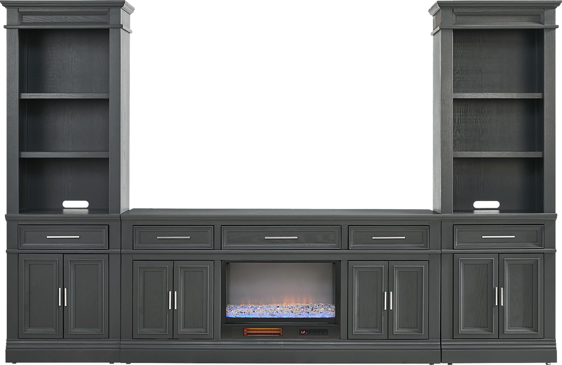 Stephenson Dark Gray 4 Pc Wall Unit with 70" Console and Electric Fireplace - Image 1