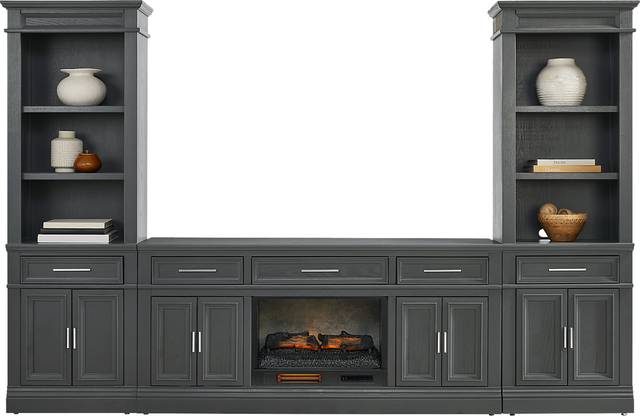 Stephenson Dark Gray 4 Pc Wall Unit with 70" Console and Electric Log Fireplace - Thumbnail - Image 2