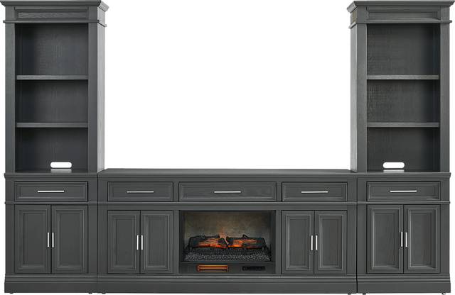 Stephenson Dark Gray 4 Pc Wall Unit with 70" Console and Electric Log Fireplace - Thumbnail - Image 1