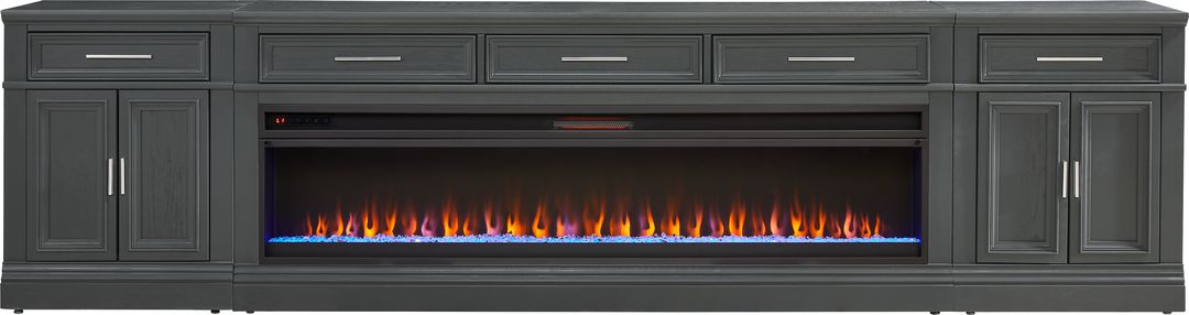 Stephenson Dark Gray 4 Pc Console with Electric Fireplace