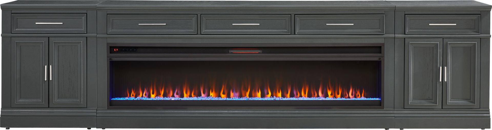 Stephenson Dark Gray 4 Pc Wall Unit with 78" Console and Electric Fireplace - Image 1