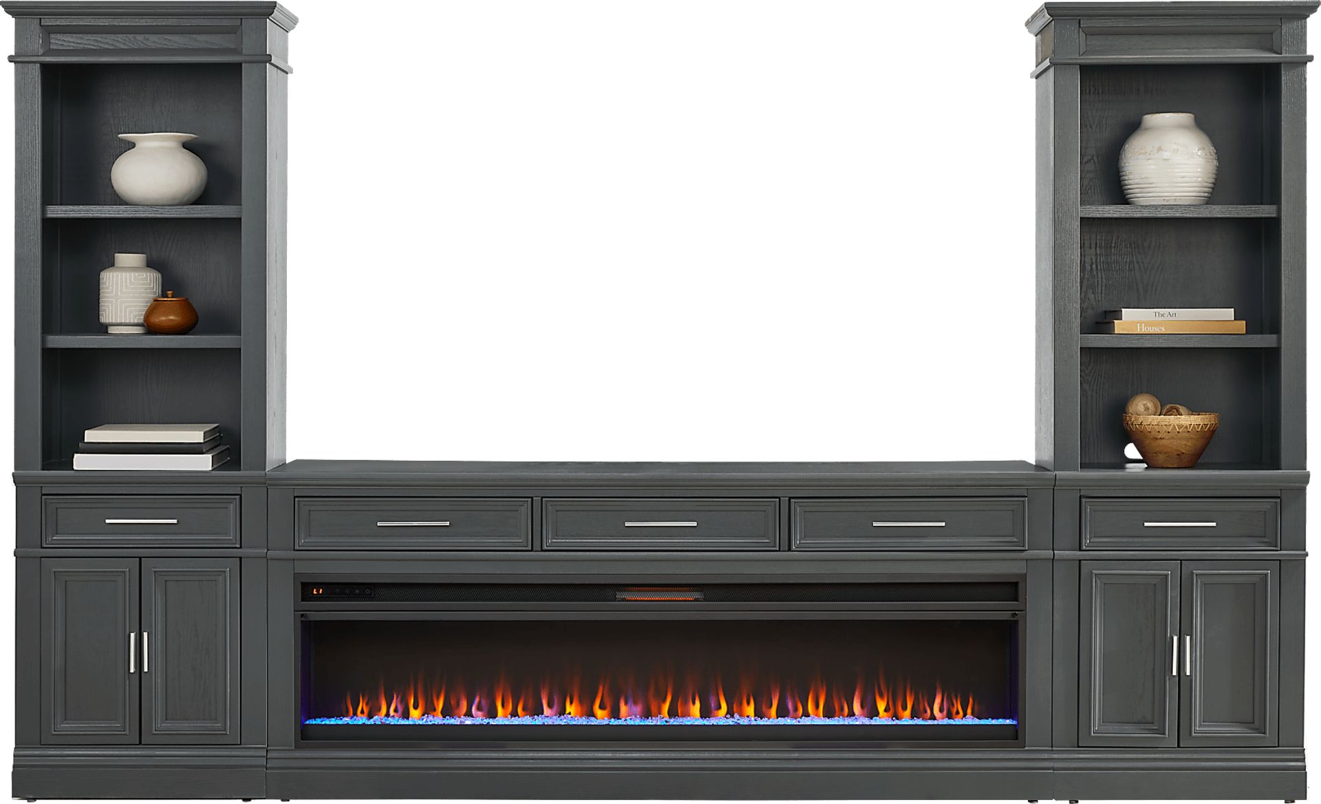 Stephenson Dark Gray 4 Pc Wall Unit with 78" Console and Electric Fireplace - Image 2